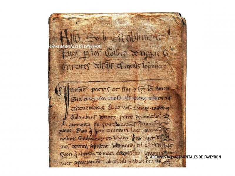  Règlement en occitan sur les baptêmes, sur quelques pratiques somptuaires et sur l’occupation illicite du domaine public, 1er mai 1258