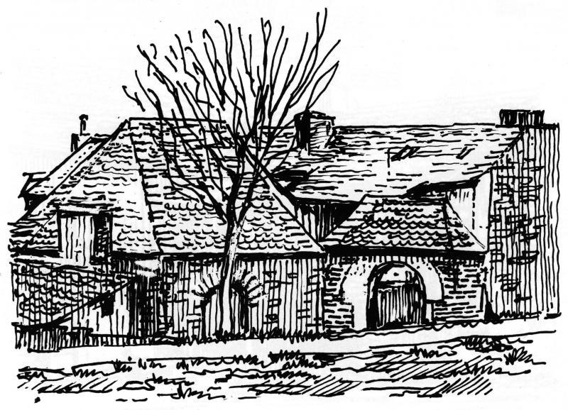Four (forn), fournil (fornial), portail (portal) couvert et maison (ostal), à Rancillac, 1992